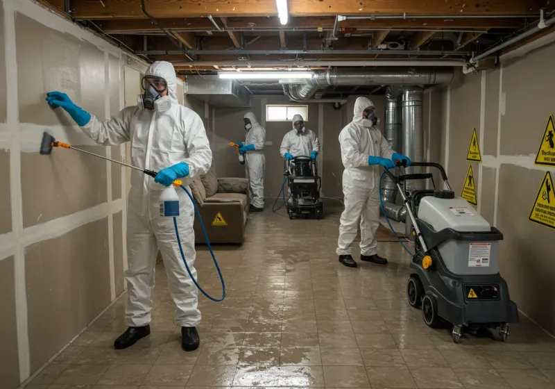 Basement Moisture Removal and Structural Drying process in Holiday Heights, NJ